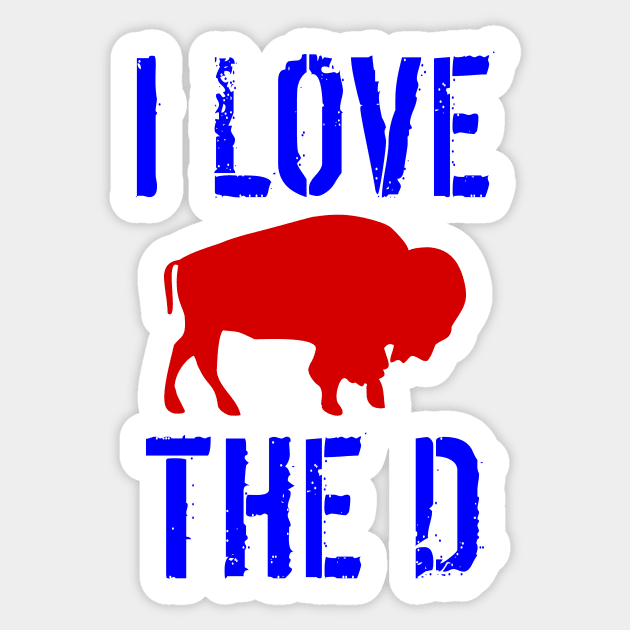 Funny Buffalo Football I Love the D Sticker by LaurenElin